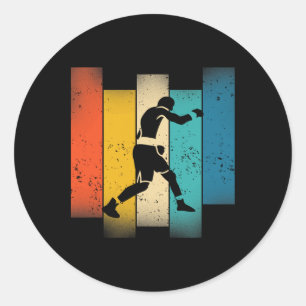 Pegatina Redonda Colorido Boxer Silhouette Vintage