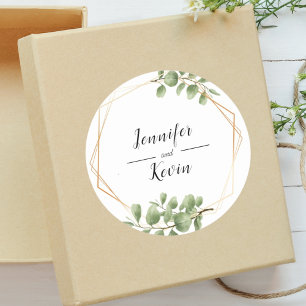 Pegatina Redonda Colorido Dainty Botanical Leaf Wedding Favor