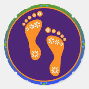 Pegatina Redonda Colorido Diwali Rangoli con huella