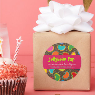 Pegatina Redonda Colorido Dulce Y Divertido Cute Retro Jellybeans P