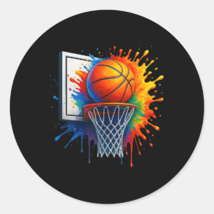 Pegatina Redonda Colorido estilo de la calle de baloncesto con Graf