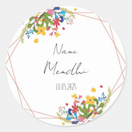 Pegatina Redonda Colorido floral Mendhi favorece a los pegatinas