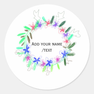 Pegatina Redonda colorido guirnalda Navidades de guirnaldas de guir