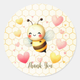 Pegatina Redonda Colorido Happy Little Honey Aee Baby Shower Cute