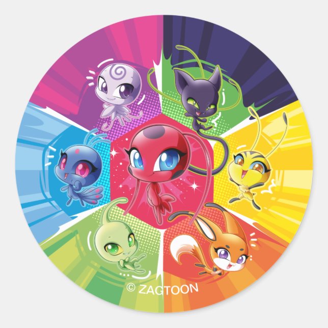 Pegatina Redonda Colorido Kwamis (Anverso)