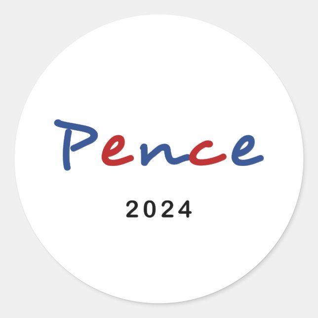 Pegatina Redonda Colorido Mike Pence 2024 Script Text (Anverso)