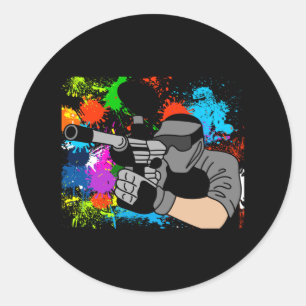 Pegatina Redonda Colorido Motif Paintball