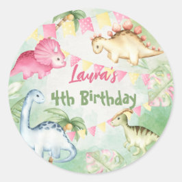 Pegatina Redonda Colorido nombre personalizado de la fiesta de cump