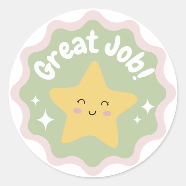 Pegatina Redonda Colorido Pastel Cute Gran Trabajo Para Niños (Anverso)