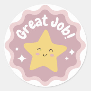 Pegatina Redonda Colorido Pastel Cute Gran Trabajo Para Niños