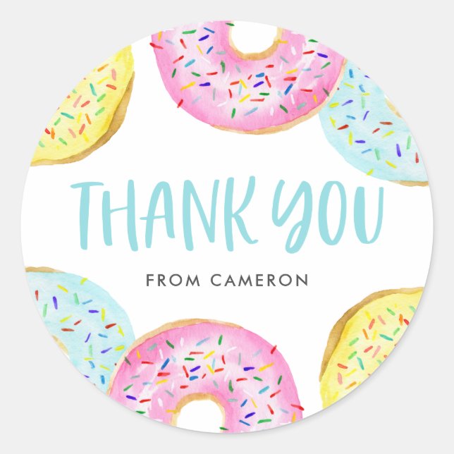 Pegatina Redonda Colorido Pastel Sprinkle Donuts Cumpleaños Gracias (Anverso)