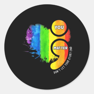 Pegatina Redonda Colorido Semicolón Salud Mental S Awareness Warri