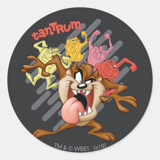 Pegatina Redonda Colorido "Tantrum" TAZ™ (Anverso)