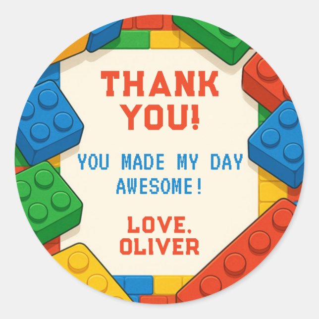 Pegatina Redonda Coloridos bloques de construcción de juegos etique (Anverso)