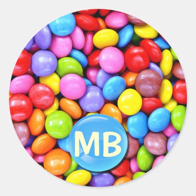Pegatina Redonda Coloridos caramelos (Anverso)