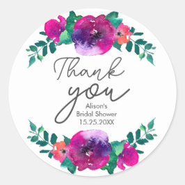 Pegatina Redonda Coloridos Florales Brillantes y Audaces agradecimi