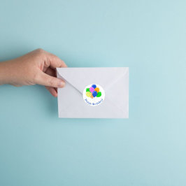 Pegatina Redonda Coloridos globos de cumpleaños feliz cumpleaños