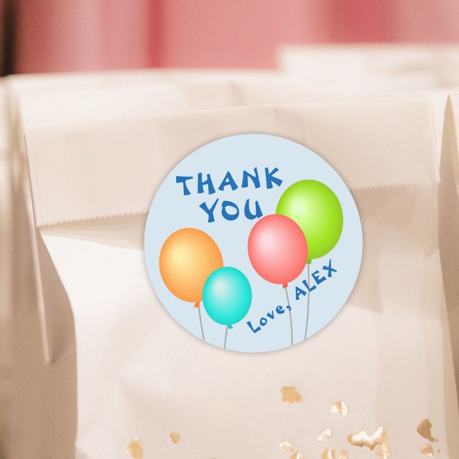Pegatina Redonda Coloridos globos Niños cumpleaños Gracias (Subido por el creador)