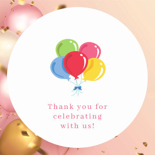 Pegatina Redonda Coloridos globos Personalizado Mensaje Celebración