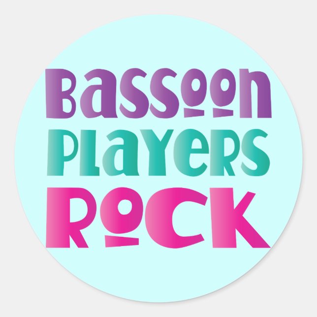 Pegatina Redonda Coloridos jugadores de Bassoon Rock Gift (Anverso)
