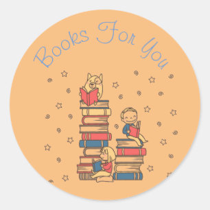 Pegatina Redonda Coloridos libros de diseño marca de negocios