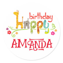 Coloridos personajes animales Feliz cumpleaños