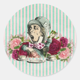 Pegatina Redonda Colorizado Vintage Wonderland Mad Odio