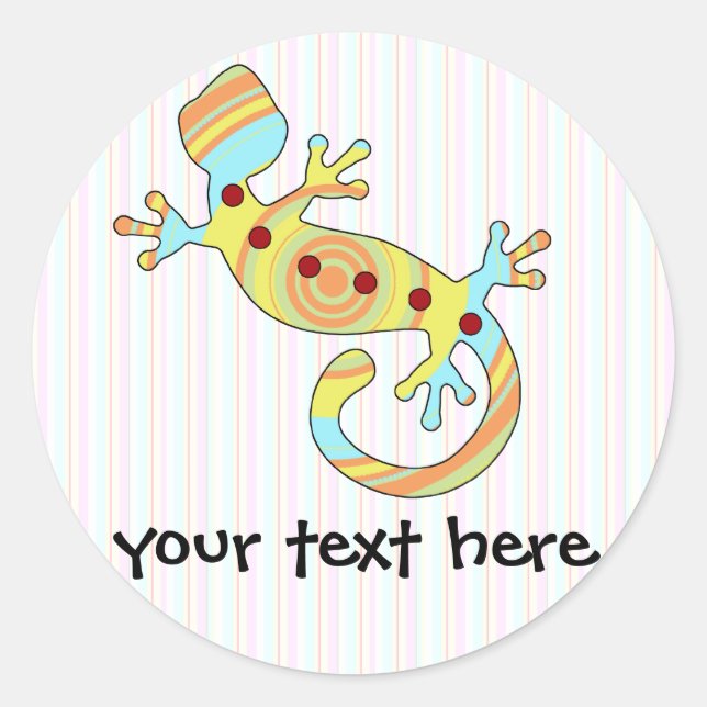 Pegatina Redonda Colorous Fun Gecko Lizard (Anverso)
