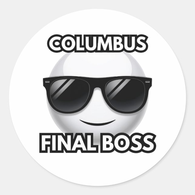 Pegatina Redonda Columbus Final Boss Cool Emoji Sticker (Anverso)