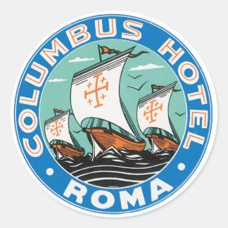 Pegatina Redonda Columbus Hotel Roma