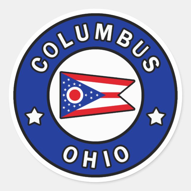 Pegatina Redonda Columbus Ohio (Anverso)