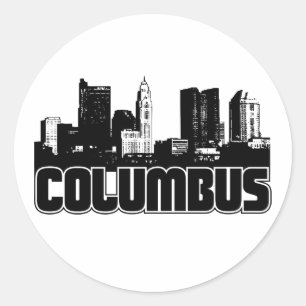 Pegatina Redonda Columbus Skyline