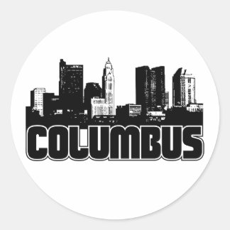 Pegatina Redonda Columbus Skyline