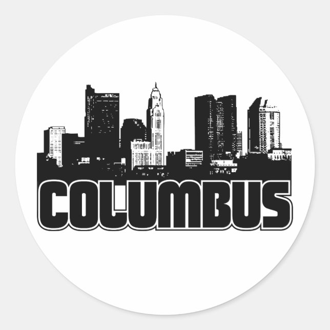 Pegatina Redonda Columbus Skyline (Anverso)