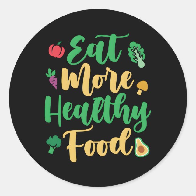 Pegatina Redonda Coma Alimentos Más Saludables Para Vegetari Vegeta (Anverso)