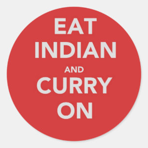 Pegatina Redonda Coma indio y sigue el curry