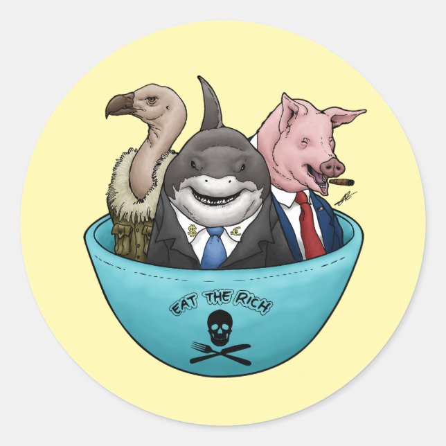 Pegatina Redonda ¡Coman A Los Ricos! (Anverso)