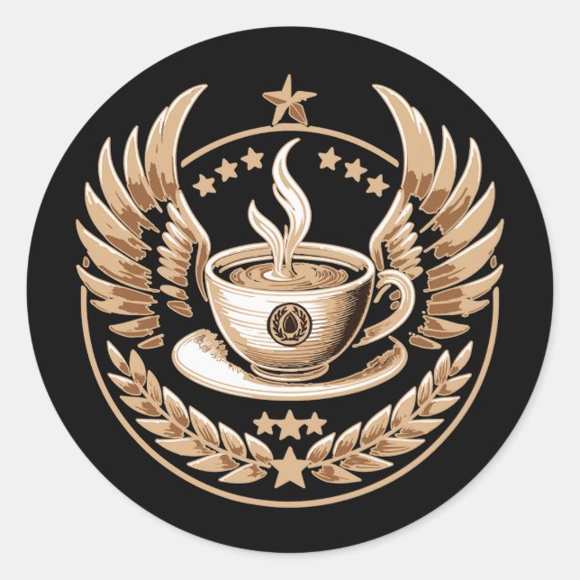 Pegatina Redonda Comandante del Café (Anverso)