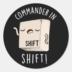Pegatina Redonda Comandante En Camisas Gracioso Teclado Pun Oscuro 