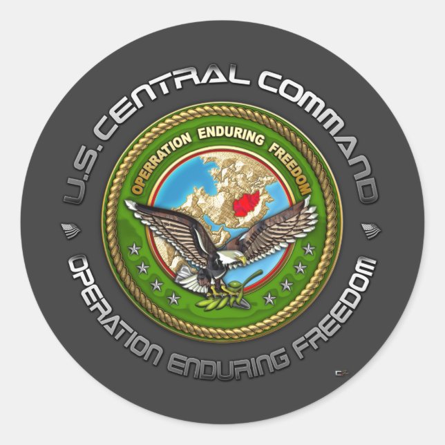 Pegatina Redonda Comando Central de Estados Unidos - OEF-A (Anverso)