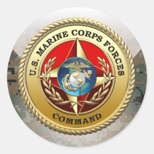 Pegatina Redonda Comando de las Fuerzas del Cuerpo de Marines de lo