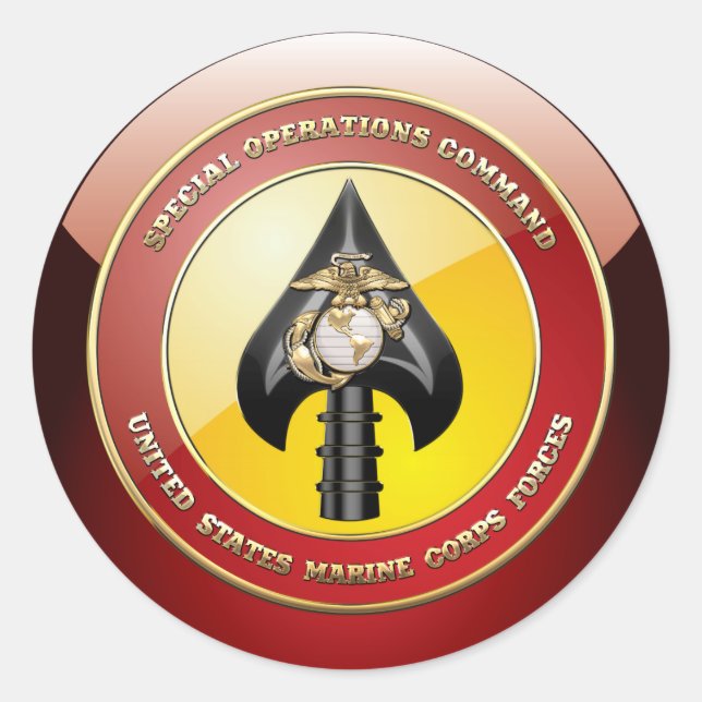 Pegatina Redonda Comando de Operaciones Especiales del USMC (MARSOC (Anverso)
