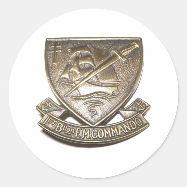 Pegatina Redonda Comando Kieffer - 1.o Insignia BFMC (Anverso)