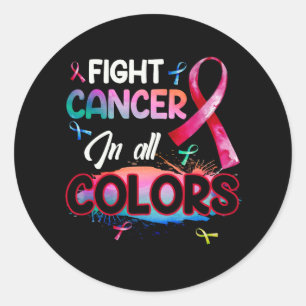 Pegatina Redonda Combatiendo el cáncer con conciencia de los colore