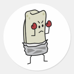 Pegatina Redonda Combatiente del boxeador del Burrito con los