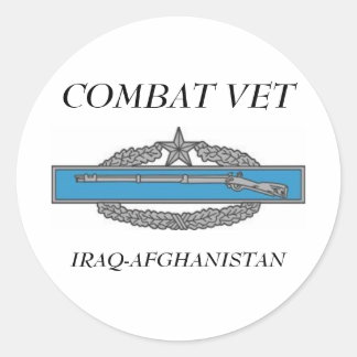 Pegatina Redonda CombatInfBadge2Awd, VET DE COMBATE, IRAQ-AFGANISTÁ