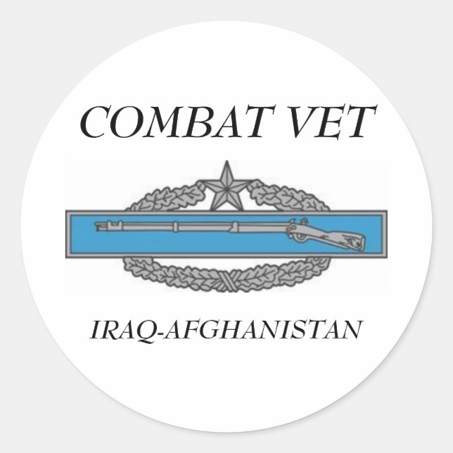 Pegatina Redonda CombatInfBadge2Awd, VET DE COMBATE, IRAQ-AFGANISTÁ (Anverso)