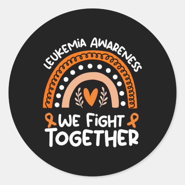 Pegatina Redonda Combatir juntos Leucemia Sensibilización Leucemia (Anverso)