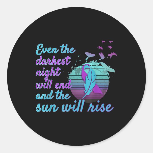 Pegatina Redonda Combatir la prevención de la toma de conciencia so (Anverso)