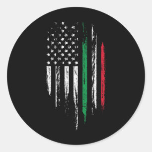 Pegatina Redonda Combinación de bandera italoamericana Italia EE. U